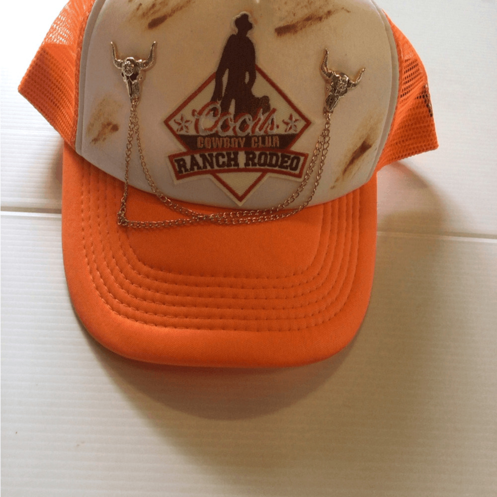 NEW! Upcycled Coors Ranch Rodeo Orange Cap - Picture 2 of 7